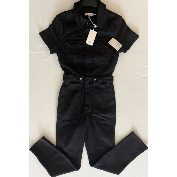 Good American GMJS731B Woman Sz 1/Small Fit For Success Black 099 Denim Jumpsuit - Picture 6 of 9